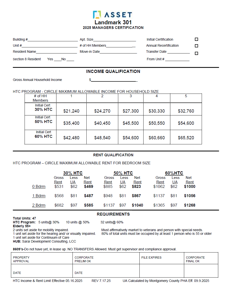 Manager's Certification